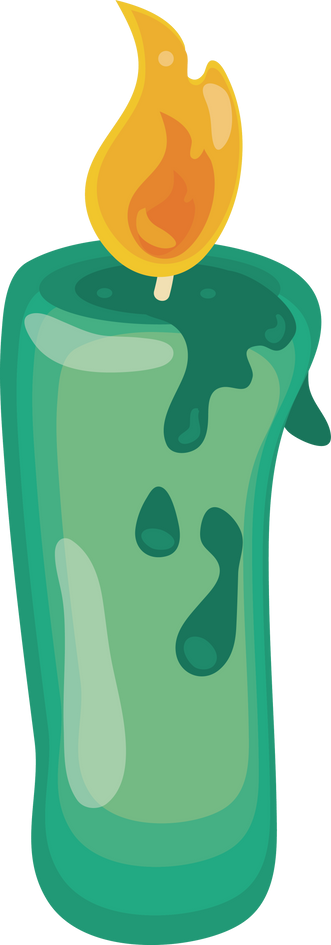 green burning candle